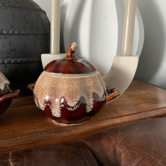 Set of 3 Brown pumpkins home decor or for dinner use oven safe dining fall - Picture 7 of 8